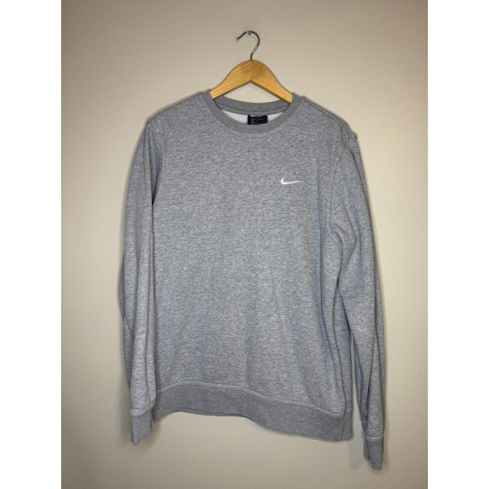 Nike Sportswear Club Fleece Crewneck Sweatshirt Grey Swoosh Mens Large